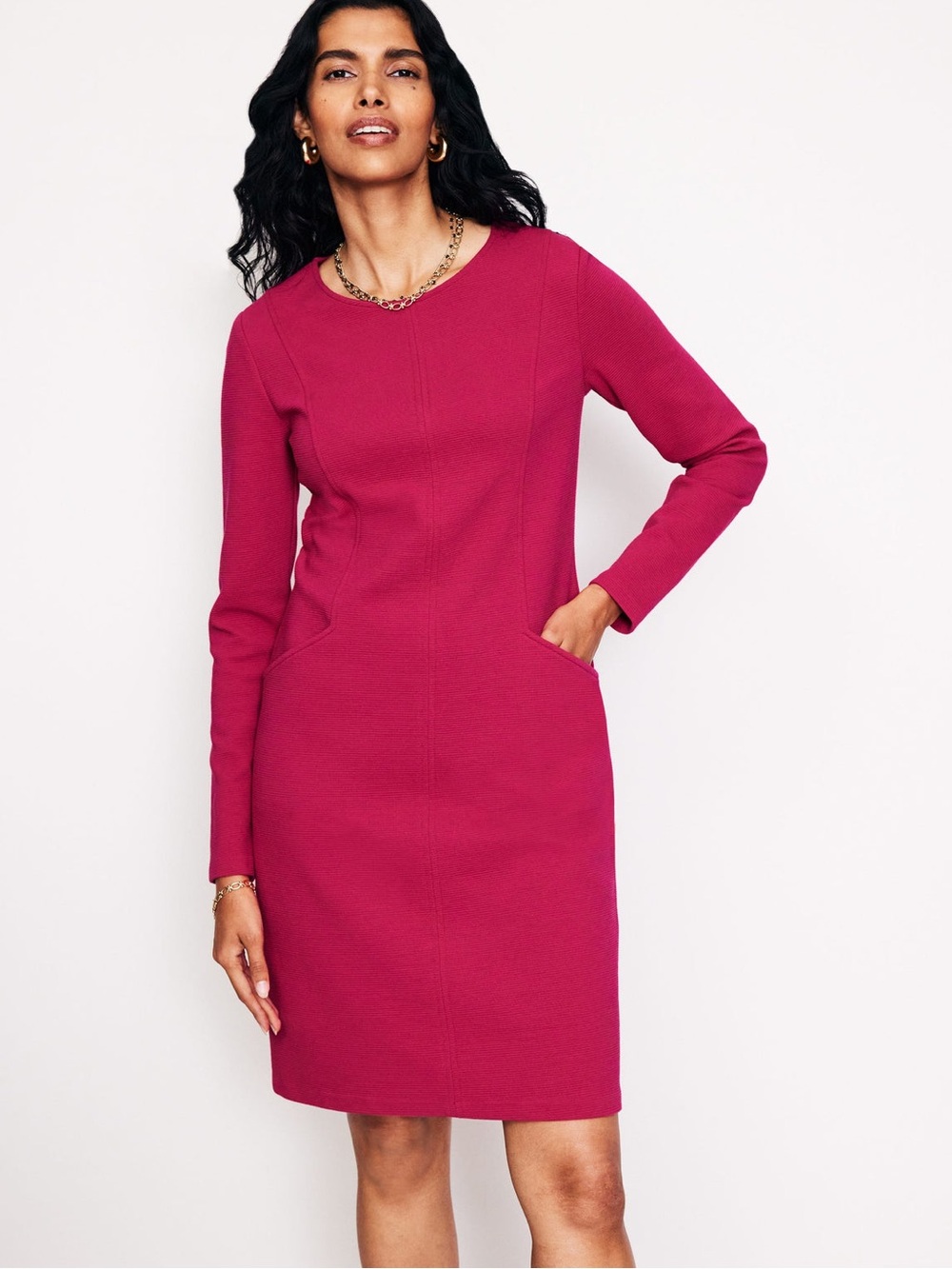 Boden Cornelia Ottoman Dress - Magenta
